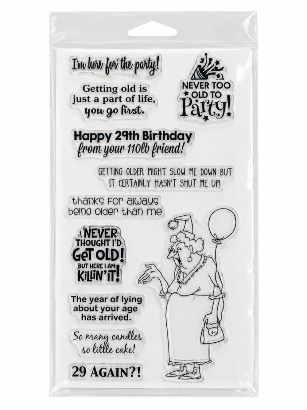 Art Impressions Never Too Old 5114 Clear Stamp Set Funny Birthday Aging